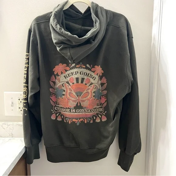 NATURAL LIFE Green Hoodie with Butterfly Design - Picture 1 of 7